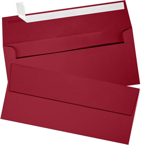 LUXPaper #9 Slimline Invitation Envelopes | 3 7/8" x 8 7/8" | Peel & Press | 80lb. Text | Garnet Red | 50 Qty