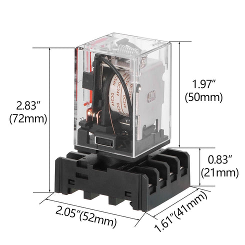 2Pcs Power Relay MK2P-I, AC 110V Coil, DPDT, 8 Pin with Plug-in Terminal Socket Base PF083A