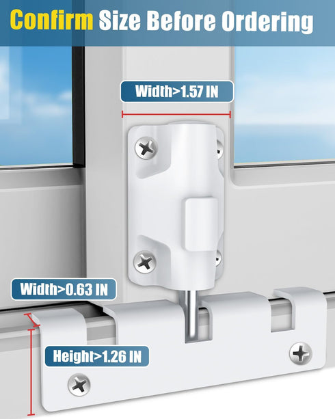 Sliding Door Lock Window Locks for Patio Sliding Glass Door Foot Locks for Front Door Security Bar Stoppers Top