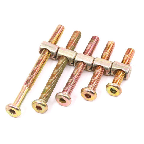 Hilitchi 100-Pcs M6 (40mm/50mm/60mm/70mm/80mm-Assortment Zinc Plated Crib Screws Hex Drive Socket Cap Furniture Barrel