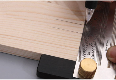 Ultra Precision Woodworking Marking T Rulers, Layout Work Scribe Line Ruler with Holes, Carpenter Measuring Tool (200mm)