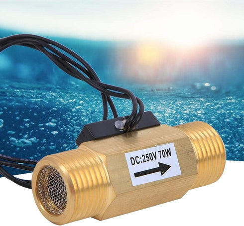 YWBL-WH Water Flow Hall Effect Sensor Switch with 1/2-inch Interface for Electromagnetic Flowmeter Brass Accessory