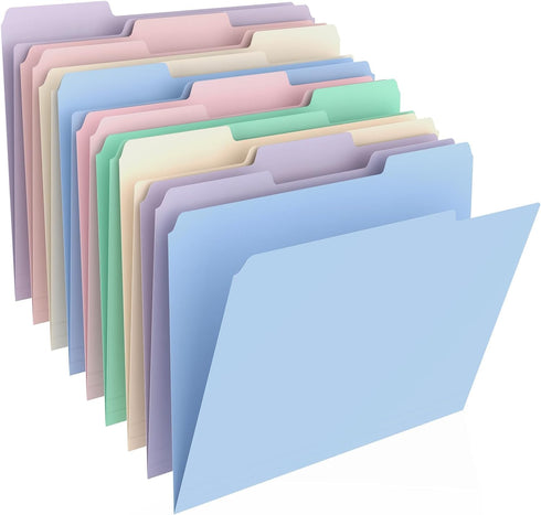 HABGP 9 Pcs Manilla Folders - 8.5 x 11 Inch, 1/3-Cut Tab Colored File Folders for School Business Office