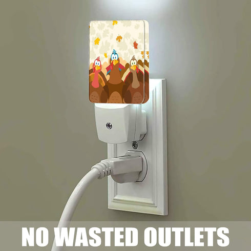 Thanksgiving Holiday Turkey Night Light Plug in Wall Lamp Smart Dusk to Dawn Sensor for Home Decorative, Kids Room