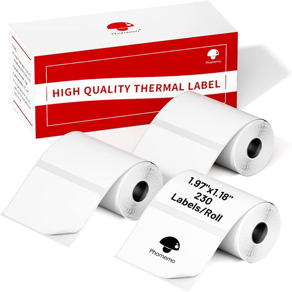 Phomemo Labels - 3 Rolls M110/M220/M221/M120/M200 Thermal Paper (1.97"x1.18") for Product Tag, Barcode, Address Label