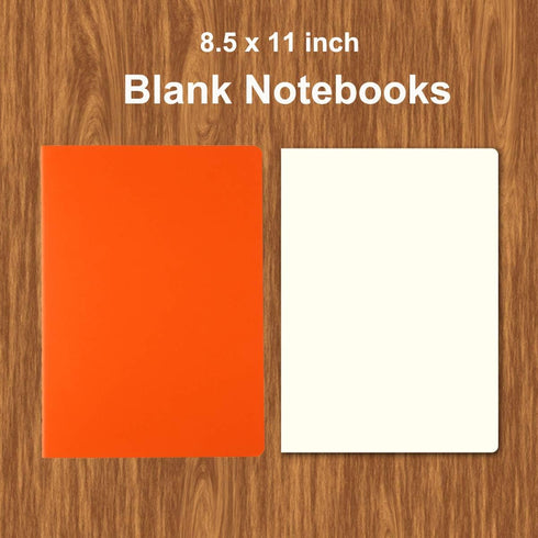 Large Colorful Blank Notebook Journals Bulk, 8.5x11 inch, 60 Pages, 12 Pack for Travelers and Students