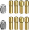 Dremel Collet Set, 10Pcs Replacement 4485 Brass Quick Change Rotary Drill Nut Tool Set (1/8" x 2, 3/32" x 2, 1/16" x 2,