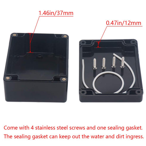 2 Pack Project Box IP65 Waterproof Junction Box, ABS Plastic Black Electrical Boxes for DIY Projects, 4.53"x3.54"x2.17"