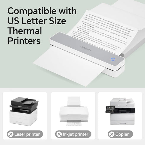 8.5 11 200 M08F/A40/ MT610 MT888 Thermal Paper x Sheets US Letter Thermal Printer Paper Compatible with Thermal
