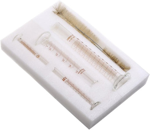 Thick Glass Graduated Measuring Cylinder Set, 5ml, 10ml, 50ml, 100ml with Two Brushes