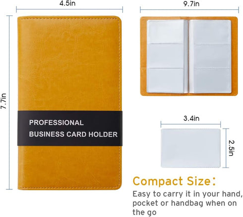 Sooez Leather Business Card Book Holder Organizer, 240 Capacity PU Name Card Storage File for Men Women