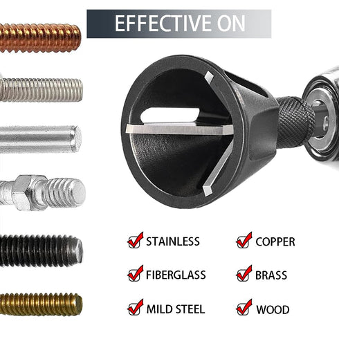 1/4" Hex Shank Deburring External Chamfer Tool, Tungsten Carbide Blade for Repairing Damaged Bolts
