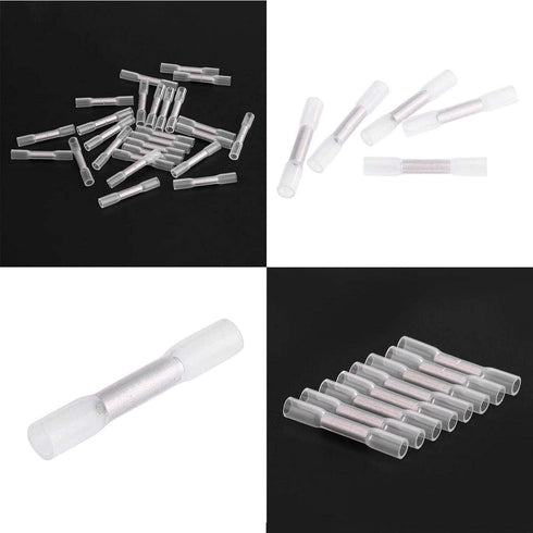 Heat Shrink Butt Connectors, 100pcs 26-24AWG Waterproof Insulated Electrical Wire Crimp Terminals Kits for Marine