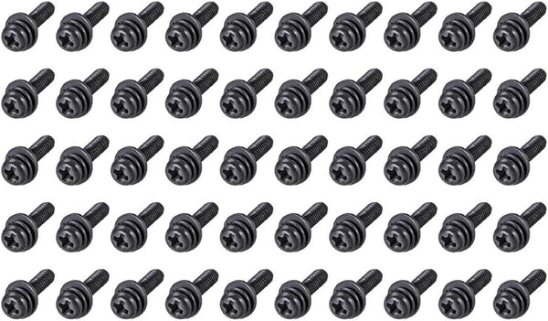 uxcell M2.5 x 6mm Carbon Steel Phillips Pan Head Machine Screws, 50pcs with Washers
