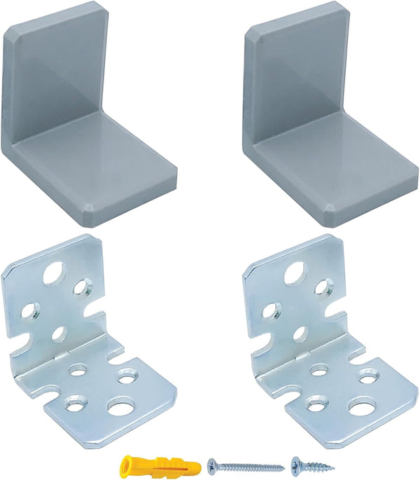 MR.BRACKET MR BRACKET L Bracket, Gray Shelf Brackets Pack of 2, Heavy Duty