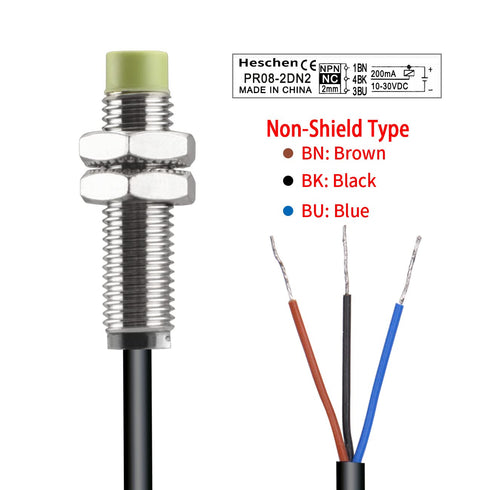 M8 Inductive Proximity Sensor Switch PR08-2DN2 Cylindrical Type Detector 2mm DC12-24V 3-Wire NPN NC