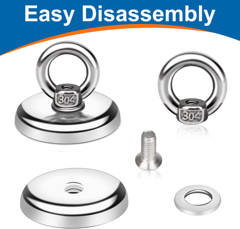 E BAVITE Heavy Duty Magnetic Hooks, 100 LB with Countersunk Hole Eyebolt, Pack of 10