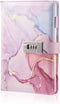 Marble Diary with Lock, A5 Leather Journal for Girls, Cute Password Lock Notebooks with Pen Holder for Travel