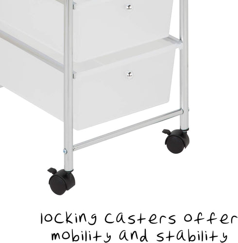 Honey-Can-Do 3-Drawer Plastic Storage Cart on Wheels, Silver