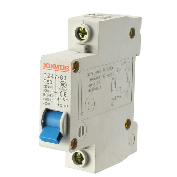 uxcell Low-voltage Miniature Circuit Breaker Din Rail Mount DZ47-63 C50, 1 Pole 50A 230/400V