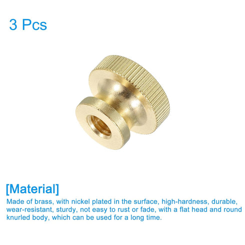 uxcell 3Pcs M8 Knurled Thumb Nuts, Brass High Head Round Knobs Fasteners for 3D Printer Parts, Machine Tools