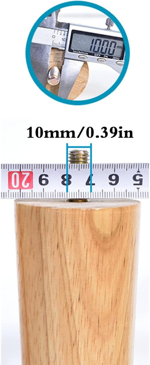 Generic 4PCS Color(Color:10mmhanger Bolt,Size:8cm) Wooden Furniture Legs, Replacement Solid Wood Sofa Legs, with Pre
