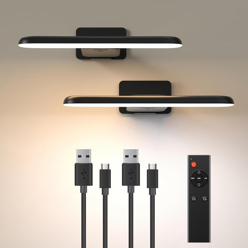 NARUNDREN 2 Pack Picture Lights for Wall, Rechargeable LED Picture Light Battery
