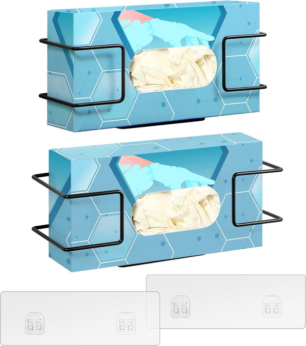 THYGIFTREE Glove Box Holder, Wall Mount Disposable Glove Dispenser, 2 Pack Metal Glove Rack for Organizer