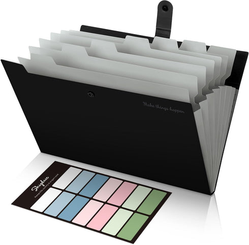 SKYDUE 8 Pockets Accordion File Organizer, Expanding File Folders, Portable Document Paper Organizer, A4 Letter Size,