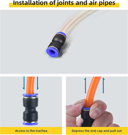20pcs Air Tool Fittings, 6/8mm (1/4 5/16) Straight Push Connectors, Pneumatic Connectors Air Line Fittings