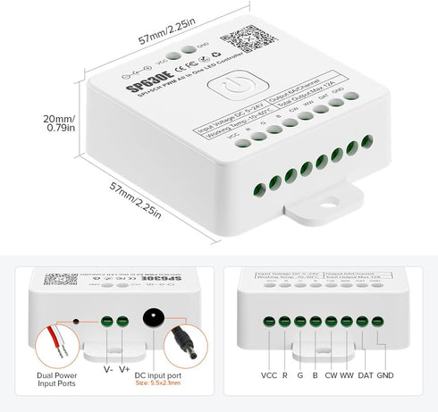 BTF-LIGHTING SP630E 4 2.4GHz RB4 DC5V DC12V DC24V Bluetooth Controllers Zones RF Remote Kit Support FCOB COB SMD PWM