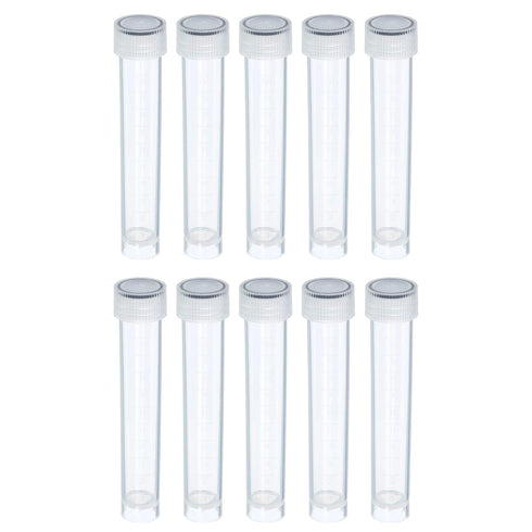 PATIKIL 10mL Plastic Test Tubes, 10 Pack Clear Screw Cap for Lab Laboratory Science