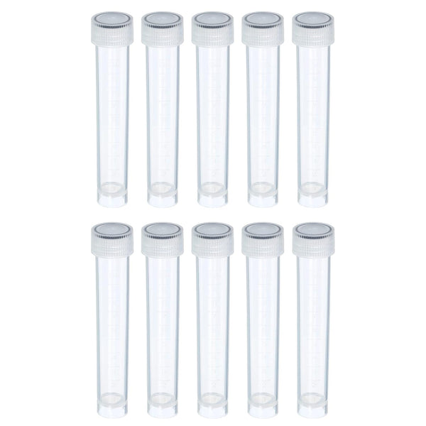 PATIKIL 10mL Plastic Test Tubes, 10 Pack Clear Screw Cap for Lab Laboratory Science