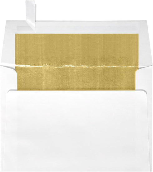 LUXPaper Square Foil Lined Invitation Envelopes | Peel & Press | 6 1/2" x 6 1/2" | White w/Gold LUX Lining | 60lb. Text | 50 Qty by LUXPaper