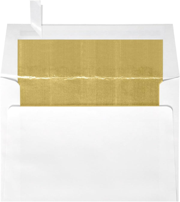 LUXPaper Square Foil Lined Invitation Envelopes | Peel & Press | 6 1/2" x 6 1/2" | White w/Gold LUX Lining | 60lb. Text | 50 Qty by LUXPaper