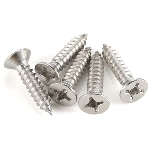 #8 x 1 Flat Head Sheet Metal Screws - 100 PCS, 304 Stainless Steel 18-8, Self Tapping Wood Screws