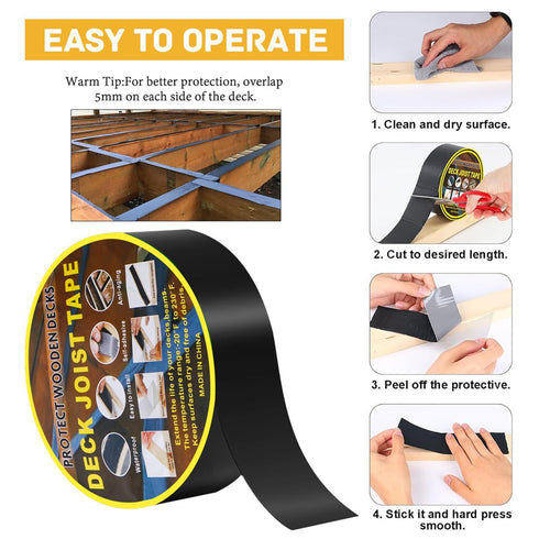 Joist Tape for Decking, Weather-Resistant Self Adhesive Butyl Flashing Tape, 2 Inch x 32.8 Feet