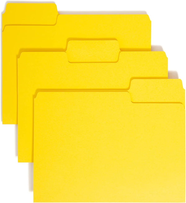 Smead SuperTab File Folder, Letter Size, Yellow, 100 per Box, 1/3-Cut Tab