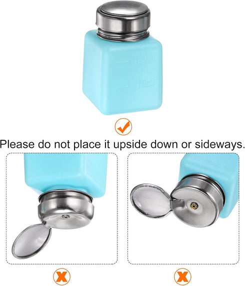 Solvent Alcohol Dispenser 120ml(4oz) Push Down Liquid Dispenser Pump with Stainless Steel Lid for Acetone Cleanser