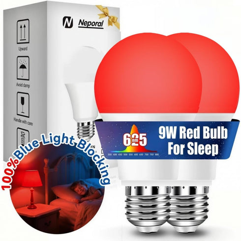 Neporal 625nm Red Light Bulb for Sleep, 100% Blue Light Blocking Bulb