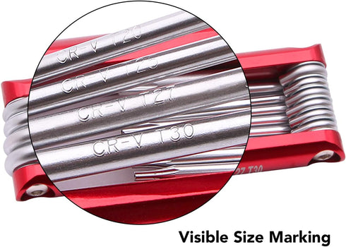 Chrome Vanadium Steel Wrench Set, 10-Piece, Includes Sizes T-6 to T-30 for Various Applications