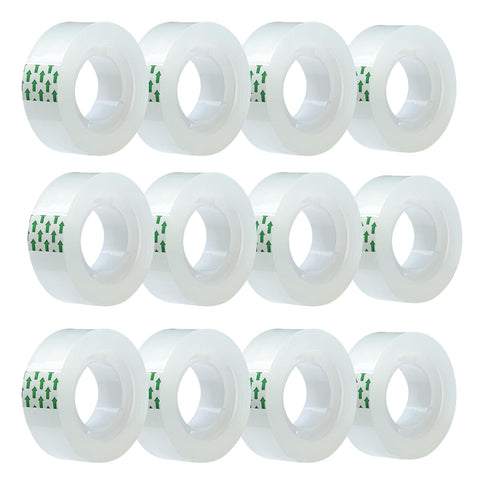 Clear Tape Refills, 12 Rolls, Transparent Tape, 1 Inch Core, 3/4 Inch x 900 Inches