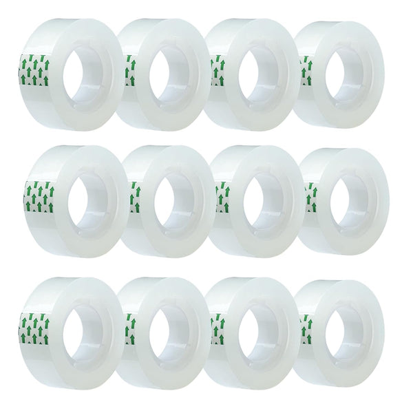 Clear Tape Refills, 12 Rolls, Transparent Tape, 1 Inch Core, 3/4 Inch x 900 Inches