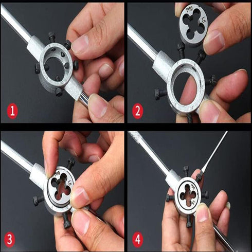 Die Stock Handle Wrench with Removable Round Handle Tools for Woodworking DIY, M7-M9 Metric Round Die Holder, 2pcs