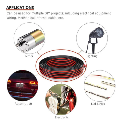 18 Gauge Wire 70ft, 18 AWG Stranded Wire, Red and Black 2 Conductors Electrical Wire Hookup Wire for Automotive and