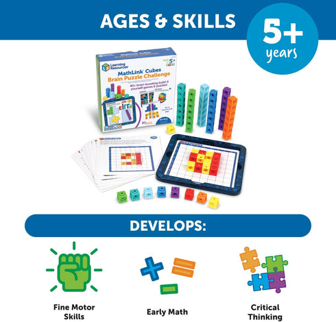 80 5+, Learning Resources MathLink Cubes Brain Puzzle Challenge, Pieces, Ages Classroom Must Haves, Preschool
