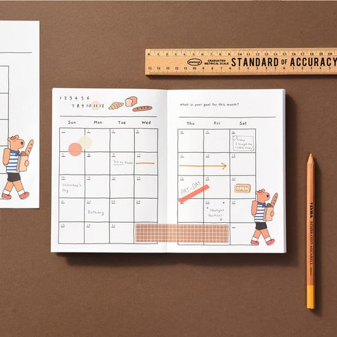 Monolike Happy and Lucky Diary, 6 Month Academic Planner, Weekly & Monthly Scheduler, Love Letter