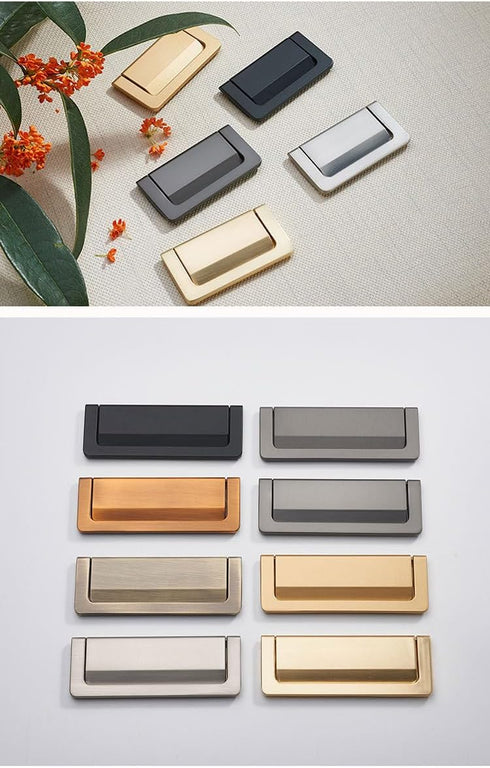 SANCHAKOU 4-Pack 64Mm Zinc Alloy Cabinet Handles Bedside Table Concealed Buckle Flat Handle Sliding Door Drawer Tatami