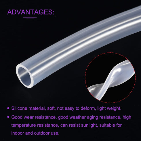 DMiotech 1/2"(12mm) ID 9/16"(14mm) OD 3.3 Feet Clear Silicone Tube for Water Air Pump