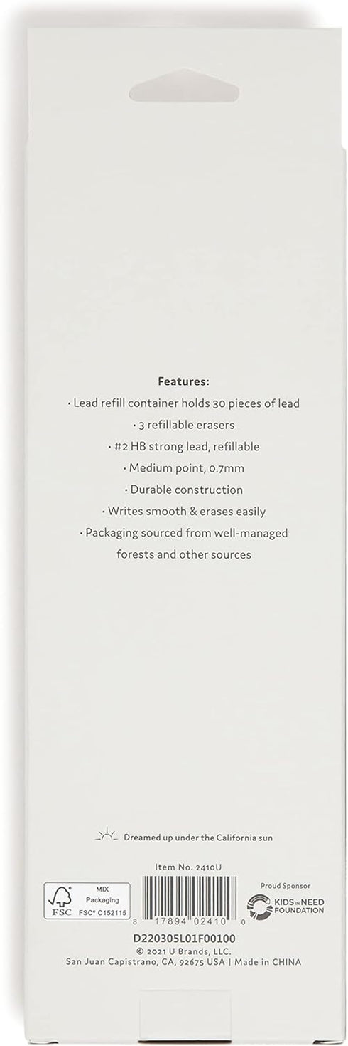 U Brands Midnight Cambria Mechanical Pencil, 0.7mm, Medium Point, Soft Touch Barrel, 2 Count